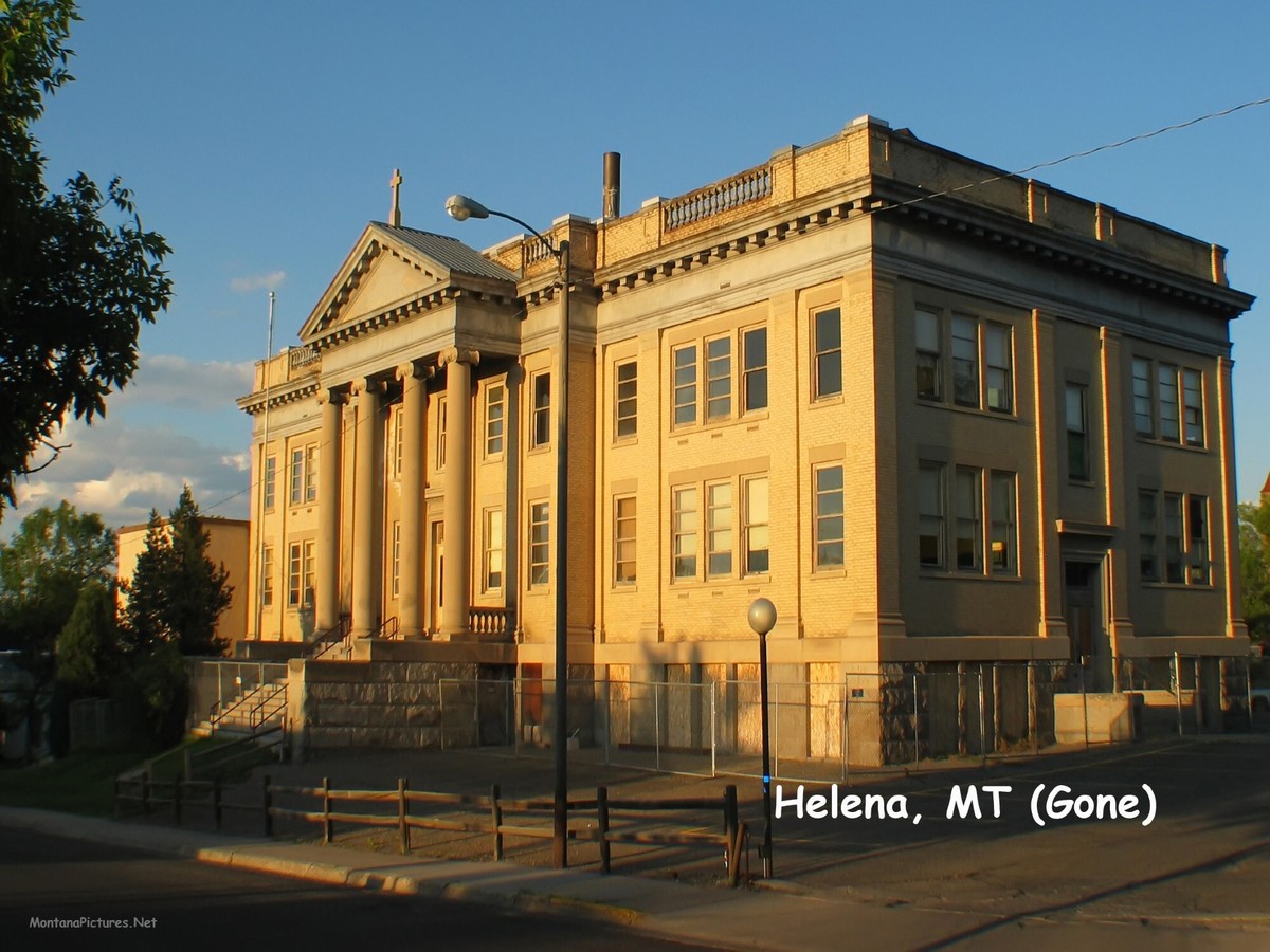 The Helena Catholic High School, Montana.  It was replaced with a parking lot just days after this view was photographed in 2003.